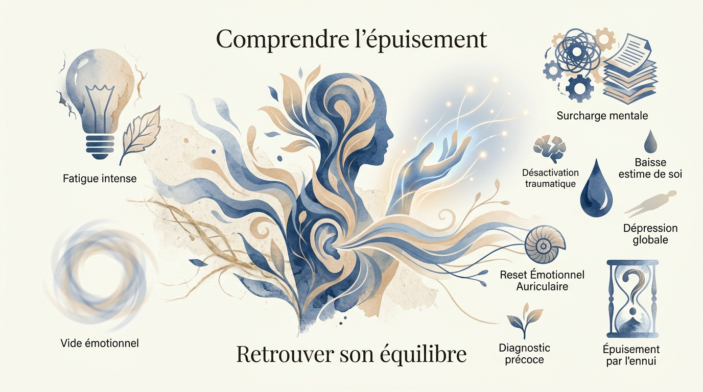 Illustration des symptômes de l'épuisement professionnel et du burn-out