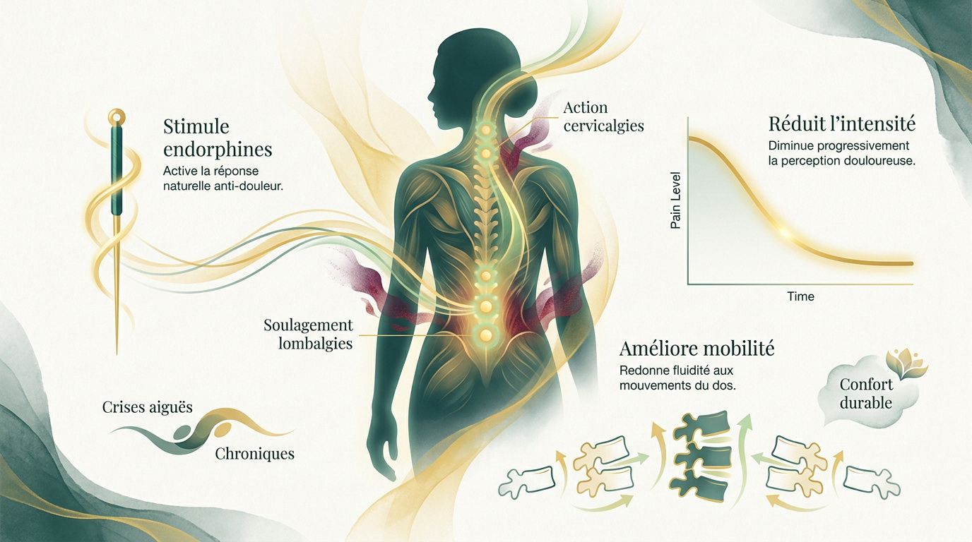 Séance d'acupuncture pour soulager les tensions musculaires du dos