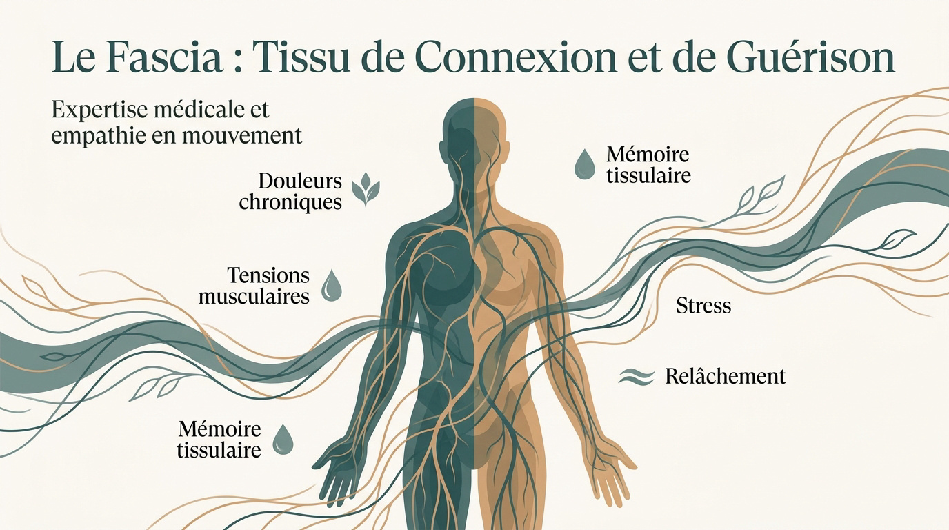 Représentation des tissus conjonctifs et des fascias pour le soulagement des douleurs